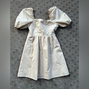 Copper Key Cream Puff Sleeve Babydoll Mini Dress